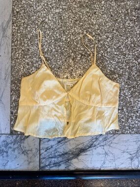 LA Hearts Yellow Satin Spaghetti Strap Crop Top